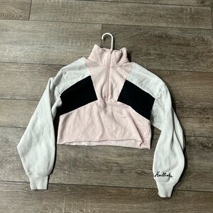 Hollister cropped soft 3/4 zip up sweater.